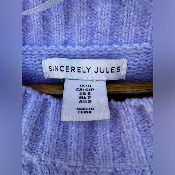 Pastel Purple Sweater Cable Knit Soft Cozy Winter Holiday 🦄 - Picture 9 of 9